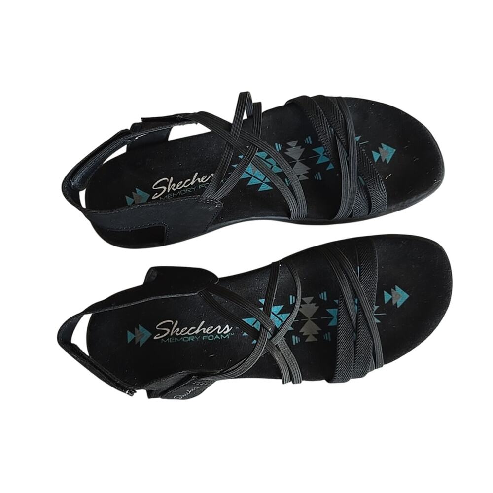 Skechers‎ Reggae Slim Takes Two Black Strappy Slingback Sandals Womans Size 8 - Picture 7 of 8